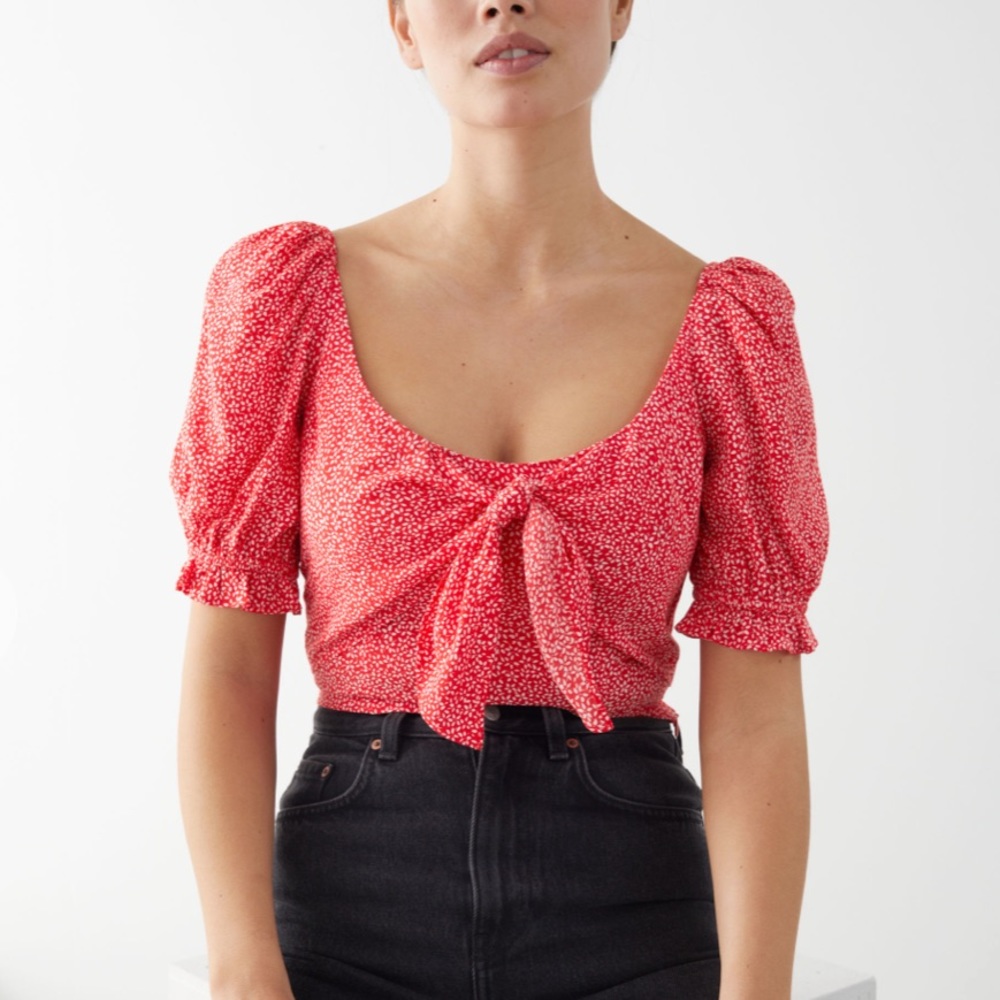 & Other Stories Front-Tie Crepe Crop Top